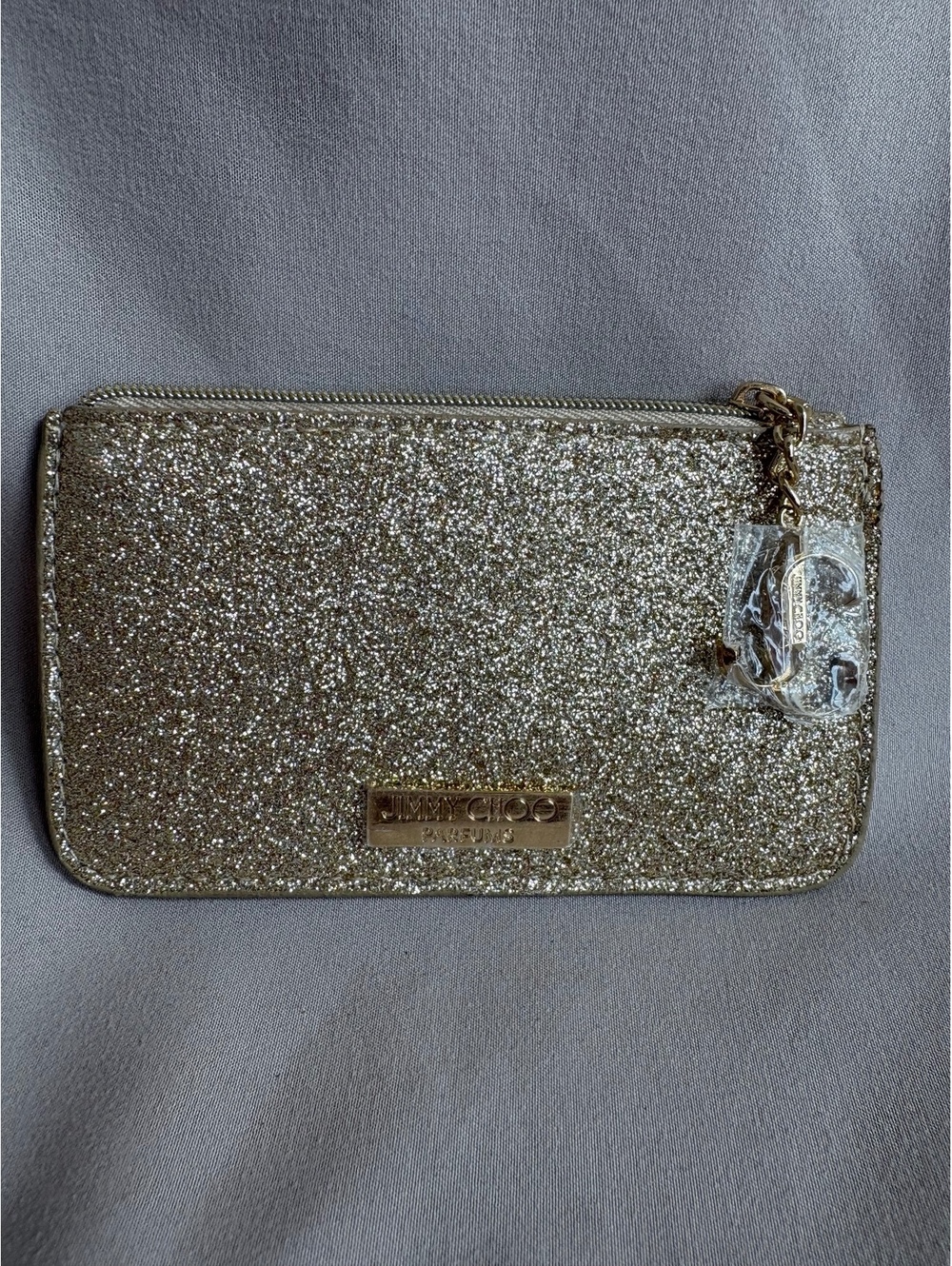Jimmy Choo Gold Glitter Zip Wallet